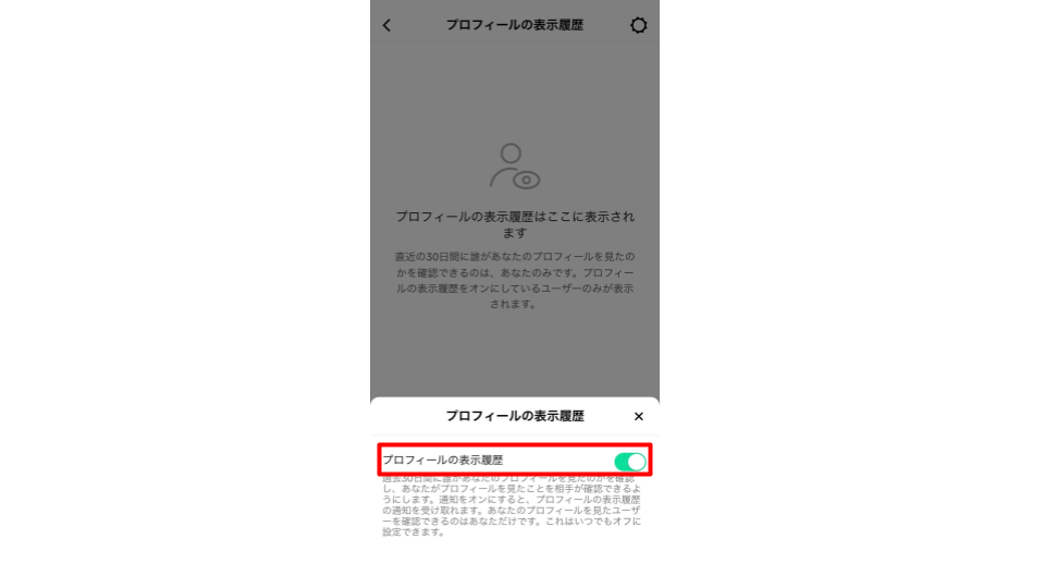 「プロフィールの表示履歴」をオン