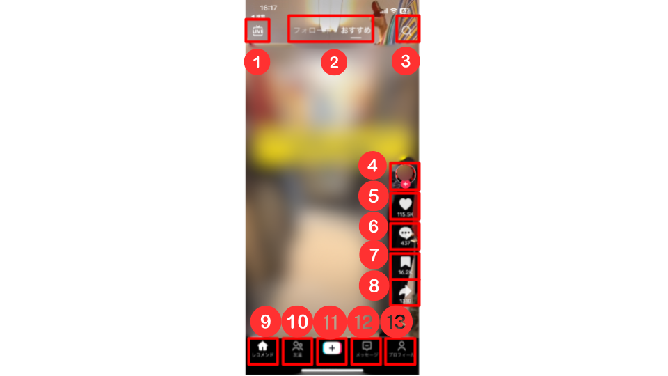 TikTokの画面の見方